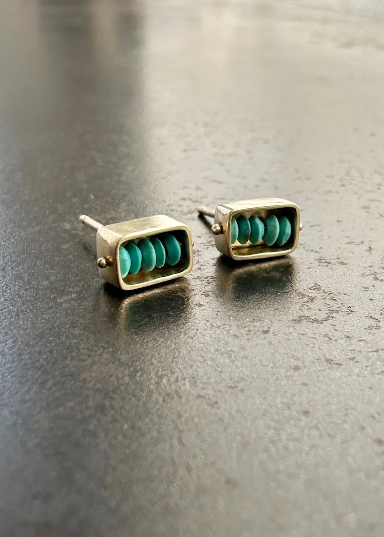 Hilary Finck Designs | Persian Turquoise   18k Captured Studs