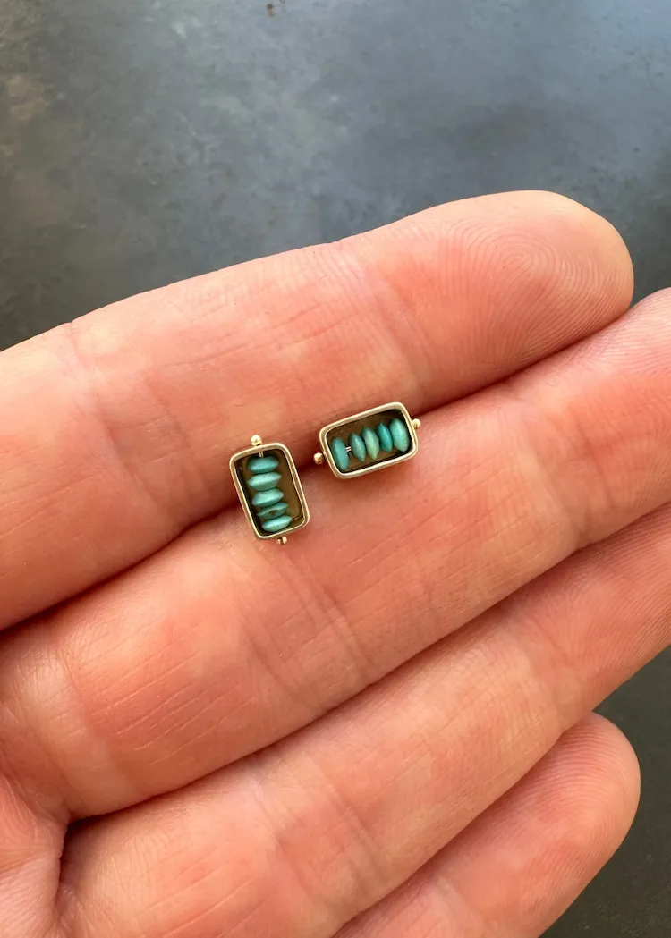 Hilary Finck Designs | Persian Turquoise   18k Captured Studs