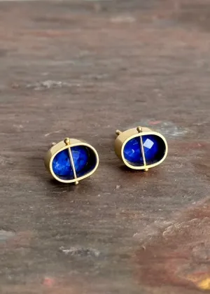 Hilary Finck Designs | Rosecut Lapis   18k Captured Studs