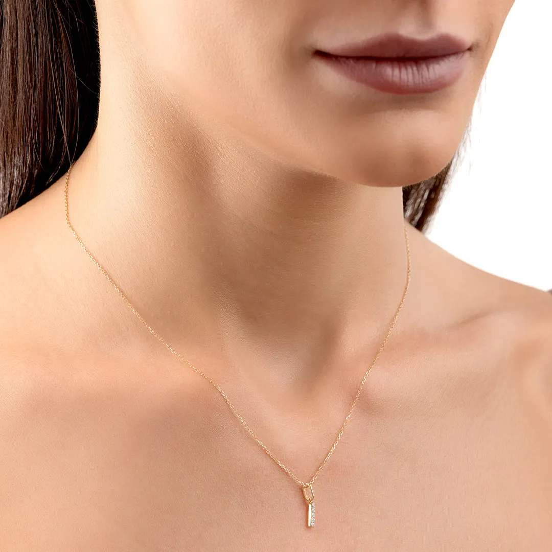 I Letter Pendant Yellow Gold