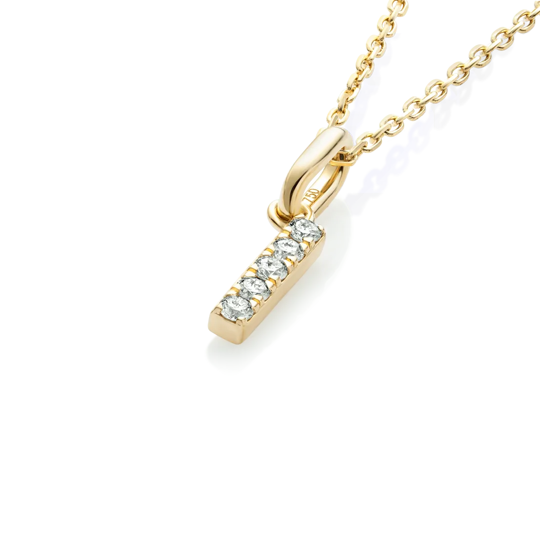 I Letter Pendant Yellow Gold
