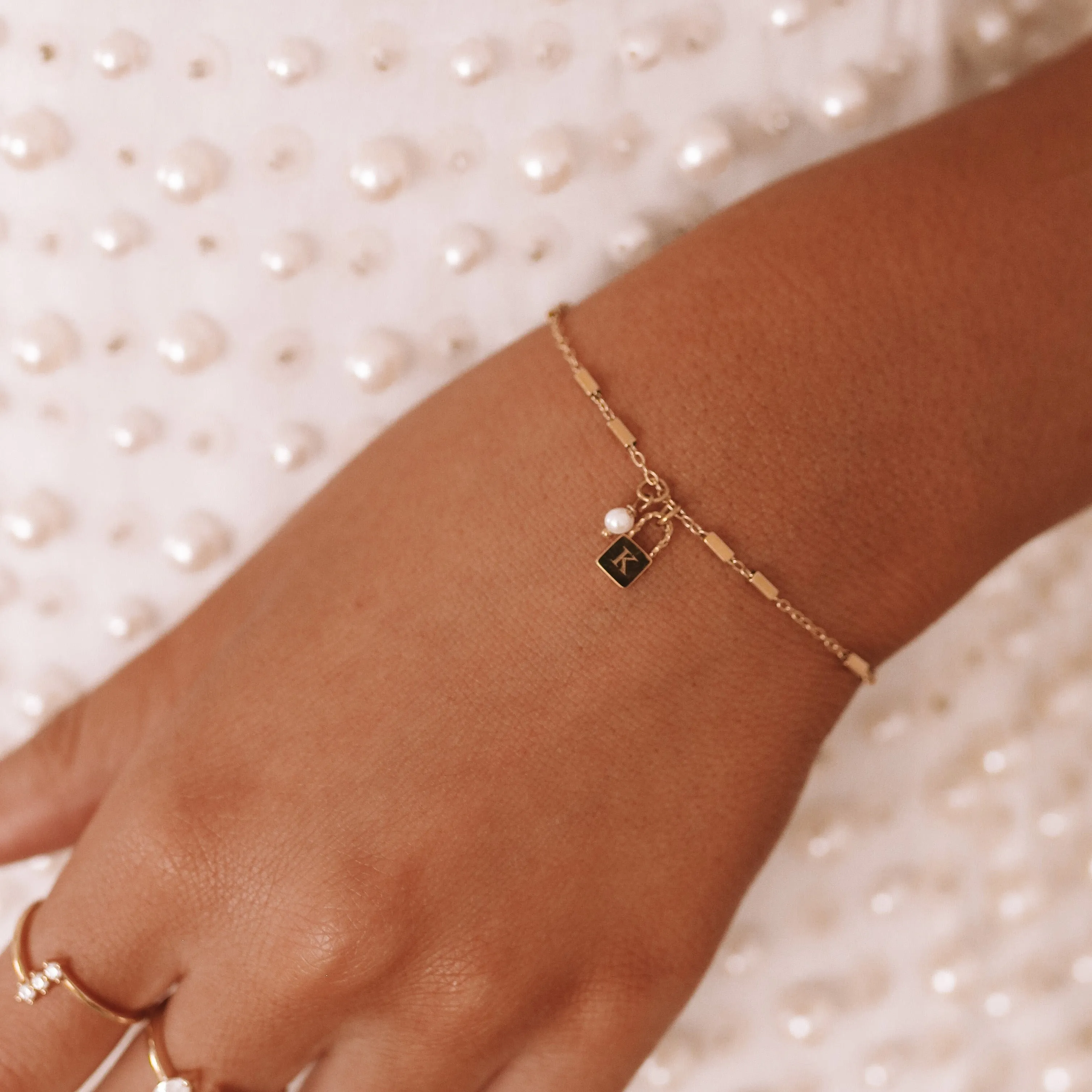 Leila - Stainless Steel Engraved Padlock Bracelet
