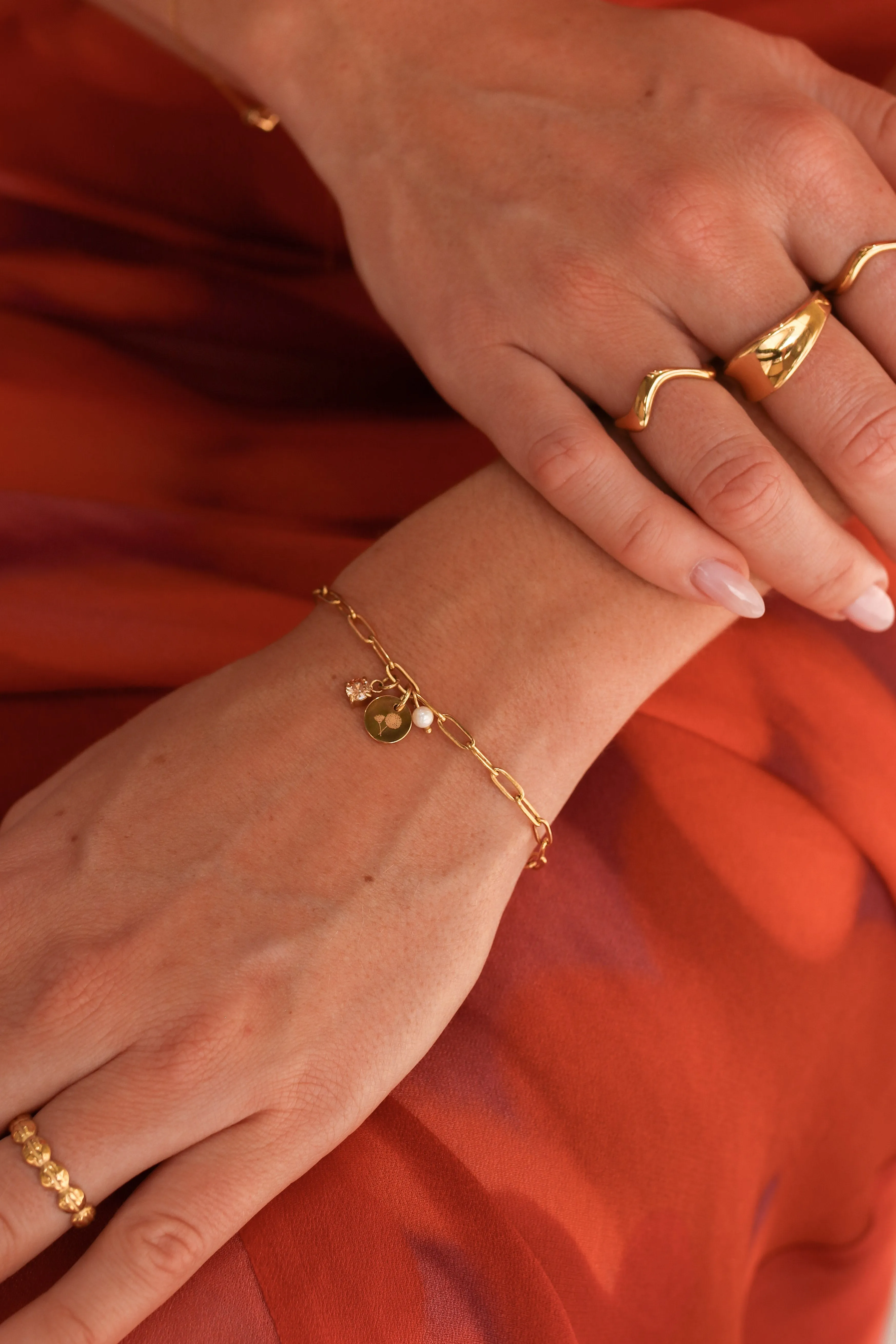 Lennon - Stainless Steel Gold or Silver Engraved Bracelet