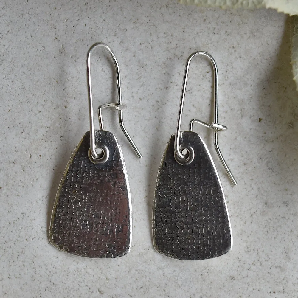 'Linen' Pattern Shield Drop Earrings