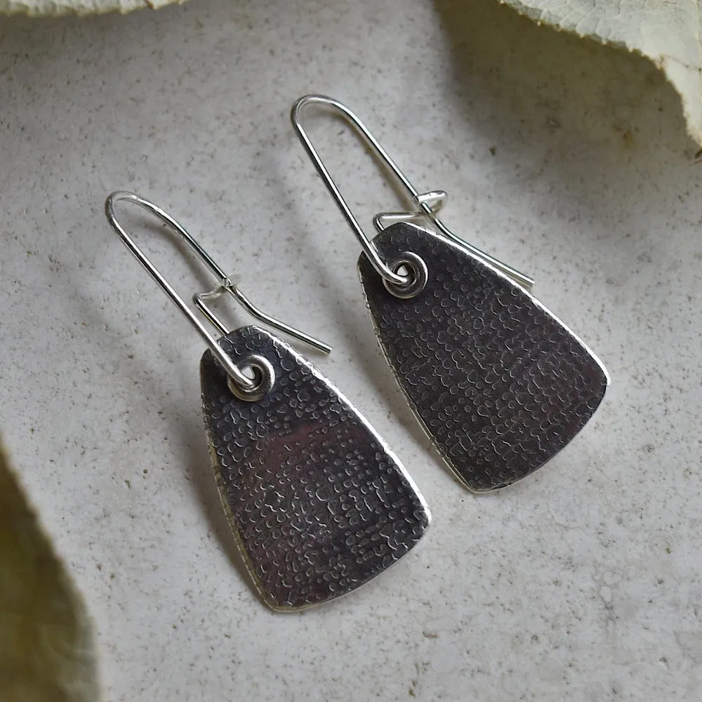 'Linen' Pattern Shield Drop Earrings