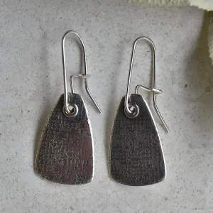 'Linen' Pattern Shield Drop Earrings
