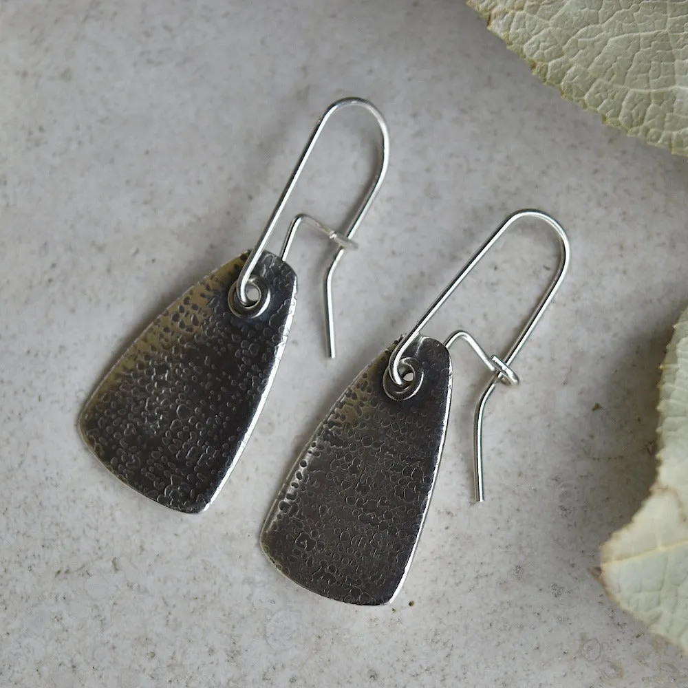 'Linen' Pattern Shield Drop Earrings
