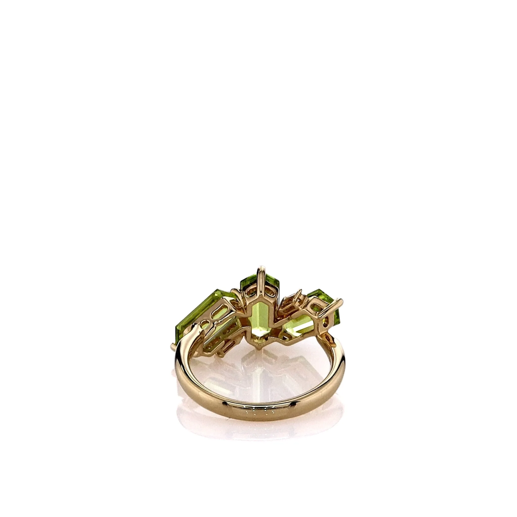 Lisa Nik 18k Yellow Gold Hexagonal Peridot and Diamond Ring