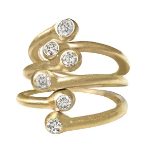 Lisa Ziff Double Diamond Matte Gold Three Open Stacking Rings