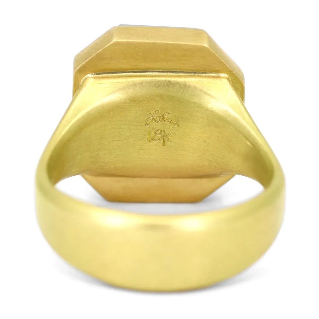 Lola Brooks 13.53 carat Deep Blue Indicolite Tourmaline Octagon Gold Ring