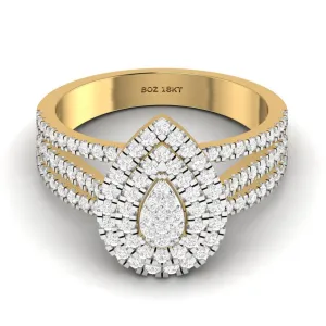 Lovely Pear Cut Diamond Cluster Engagement Ring in 18K Gold