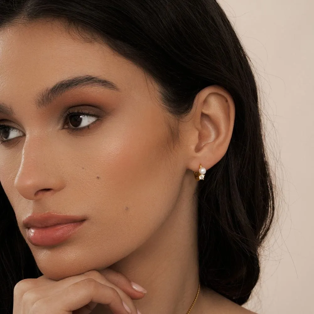 Madeline Pearl Hoop Earrings
