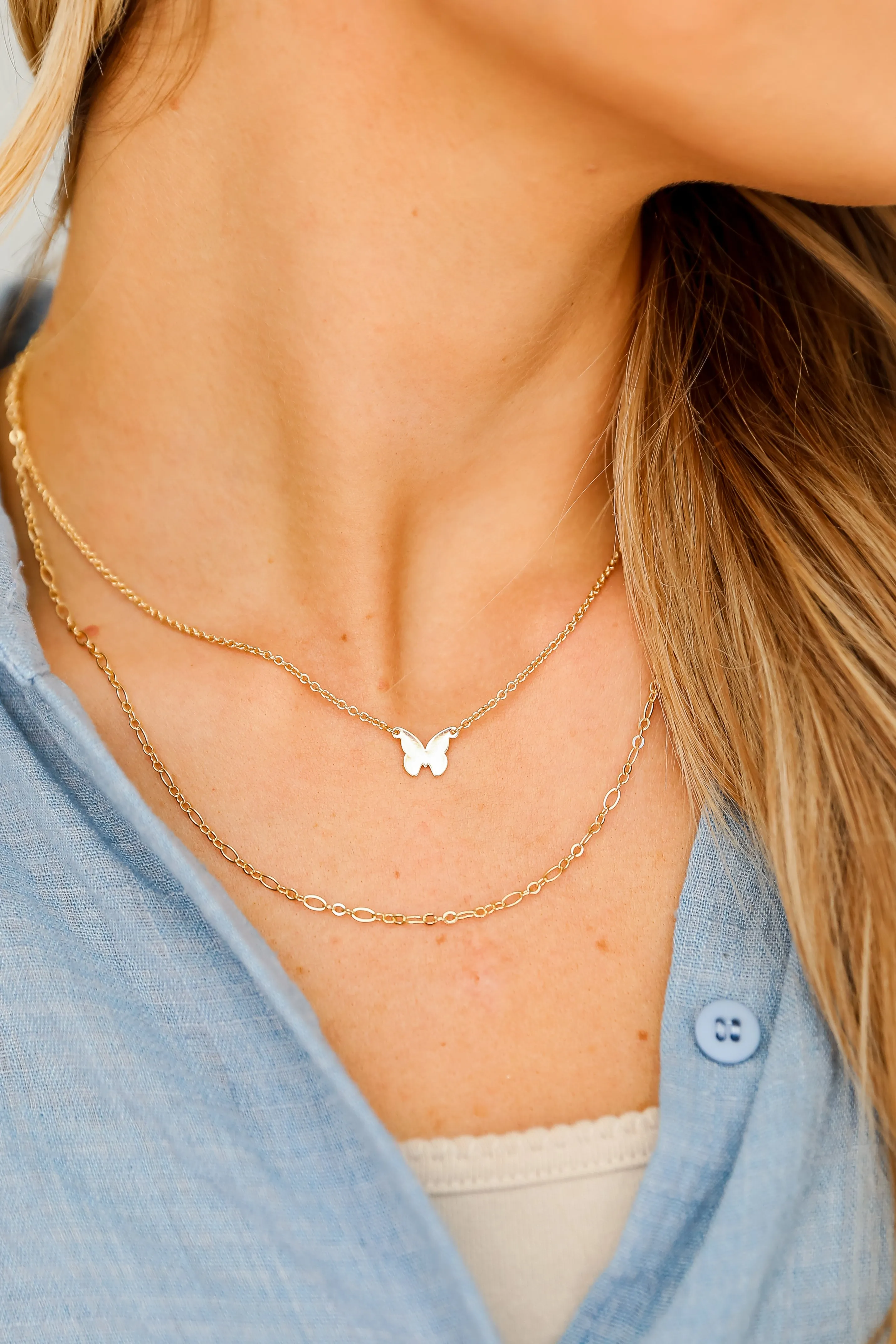 Mary Gold Butterfly Layered Necklace