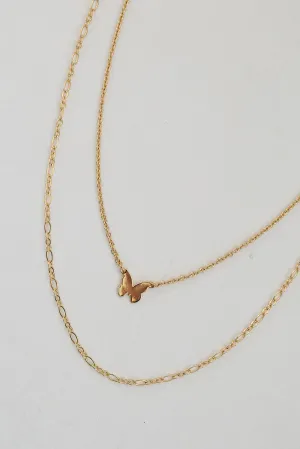 Mary Gold Butterfly Layered Necklace