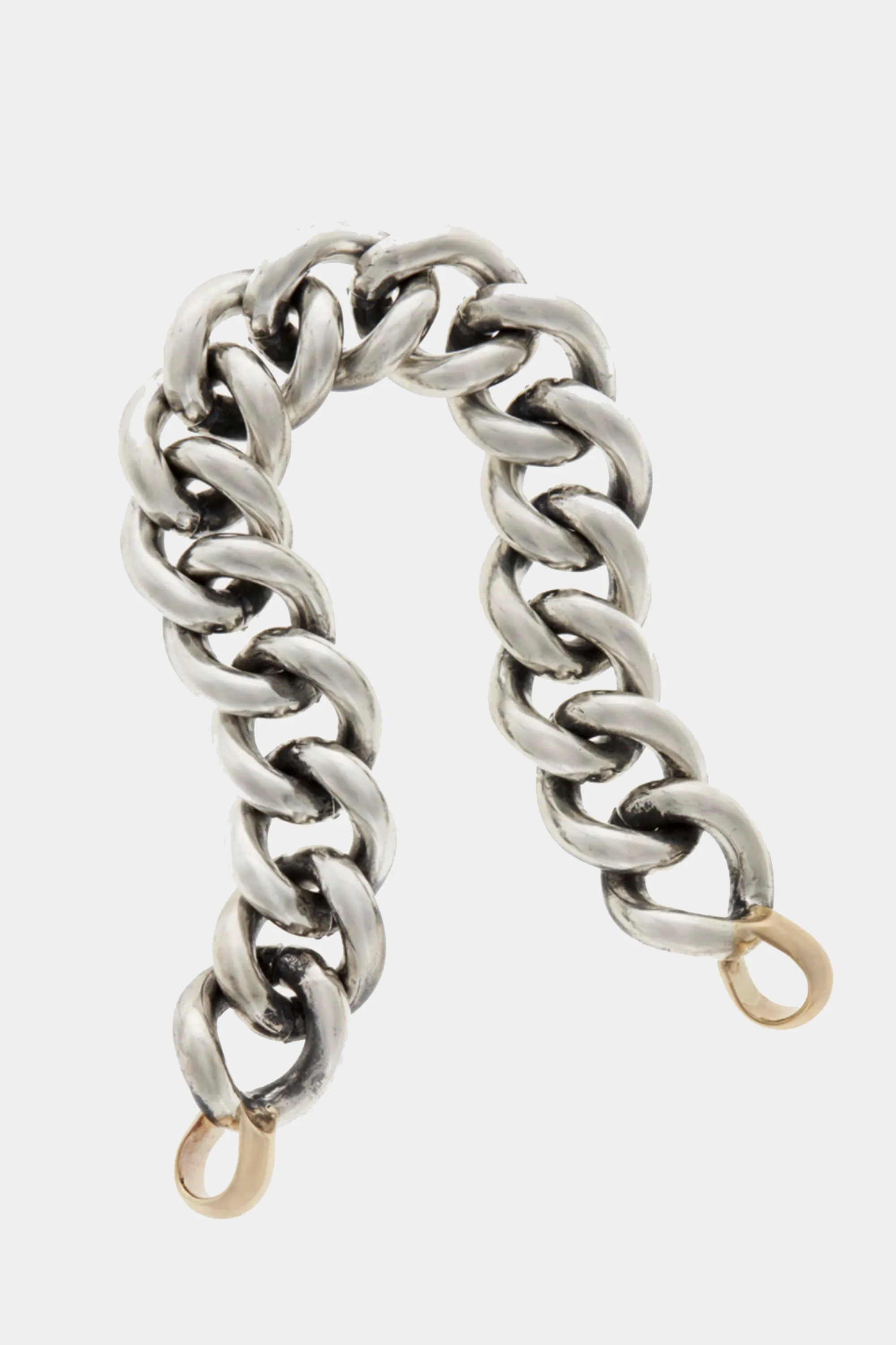 Mega Curb Chain Necklace - 15", Silver & Yellow Gold