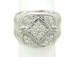 Men's 1.70ct tw Diamond Pave Step Ring 14k White Gold Size 11