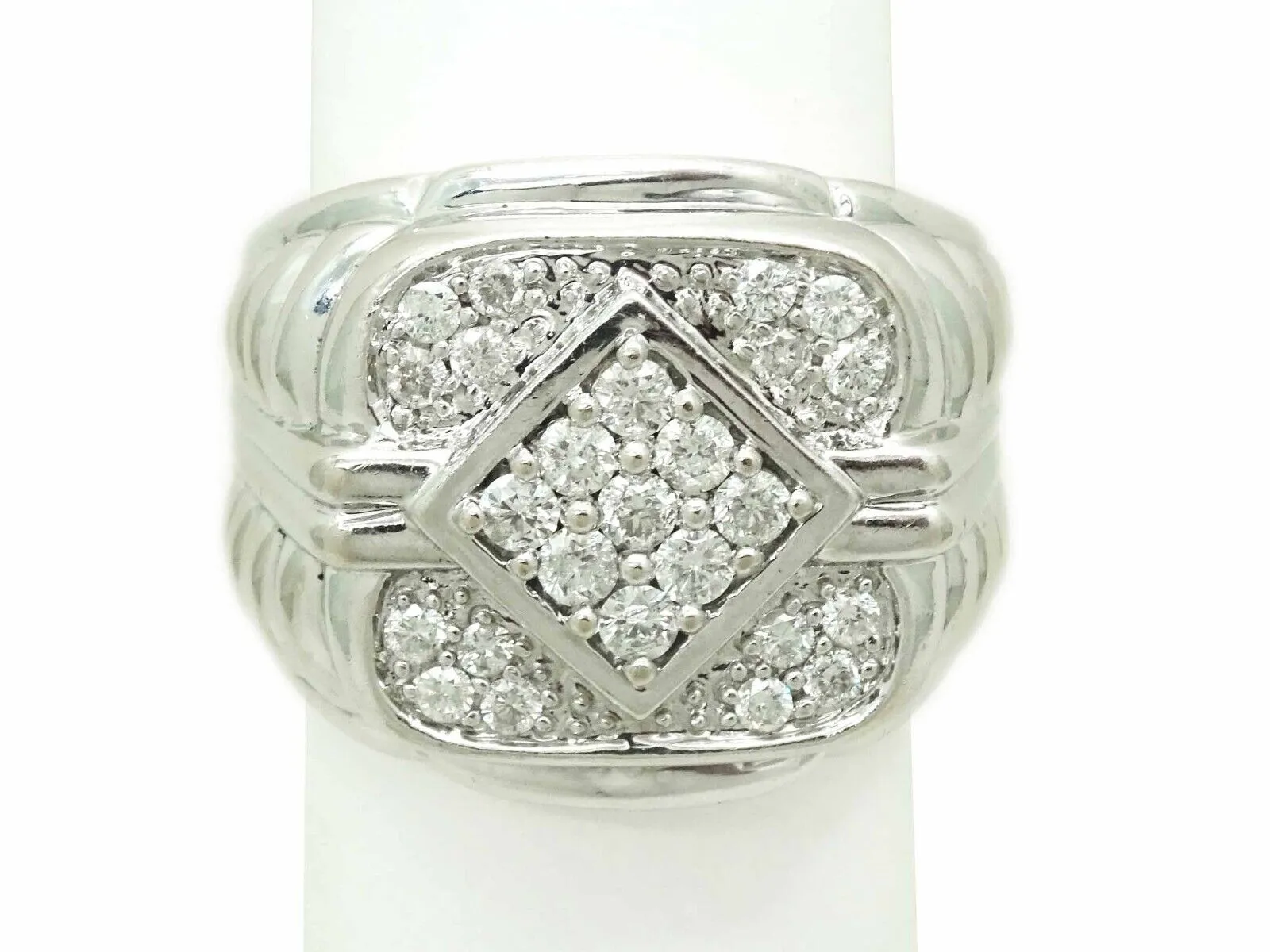 Men's 1.70ct tw Diamond Pave Step Ring 14k White Gold Size 11