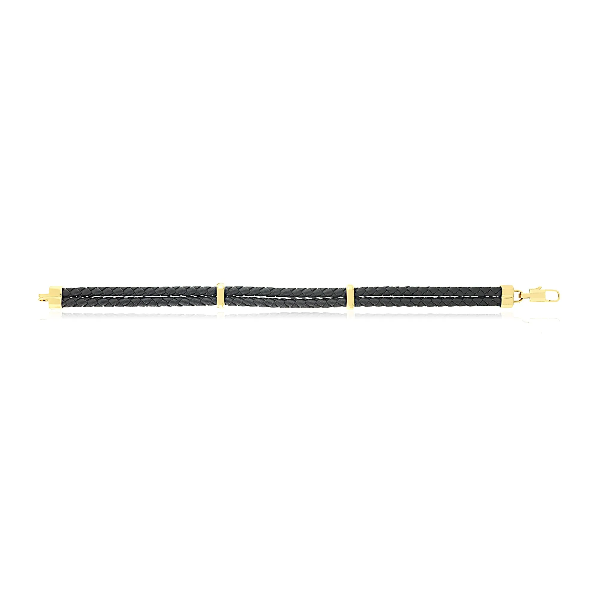 Men's Double Braided Leather Bracelet, Black
