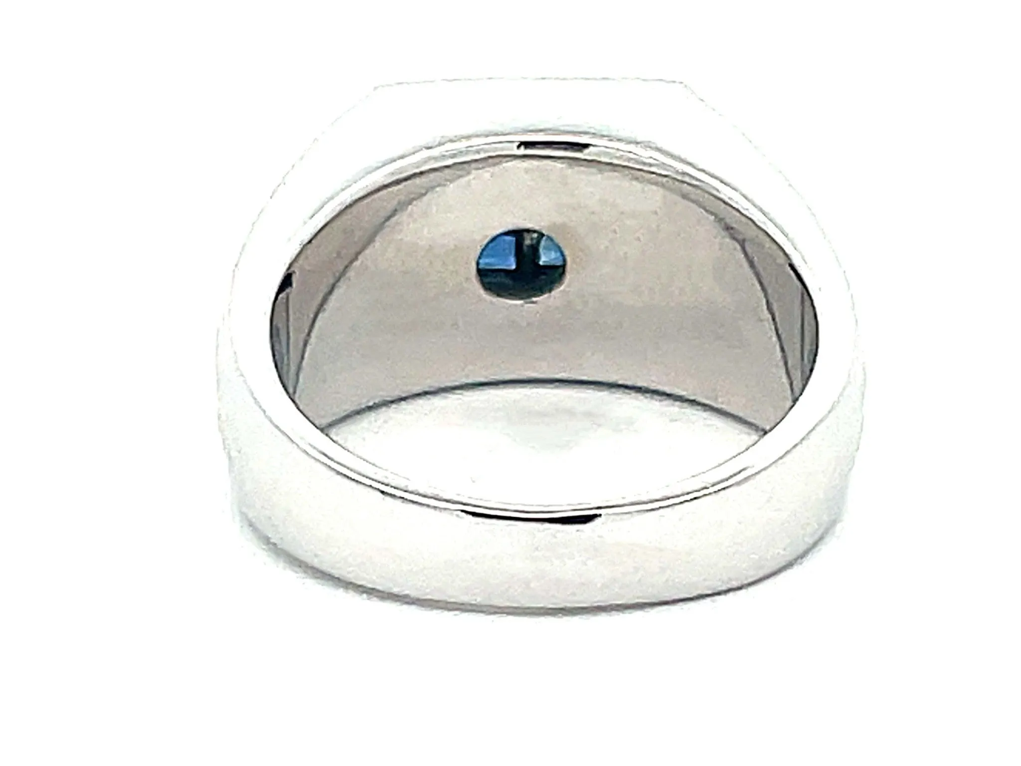 Mens Princess Cut 4 Sapphire Center and Diamond Halo Ring in 14k Gold