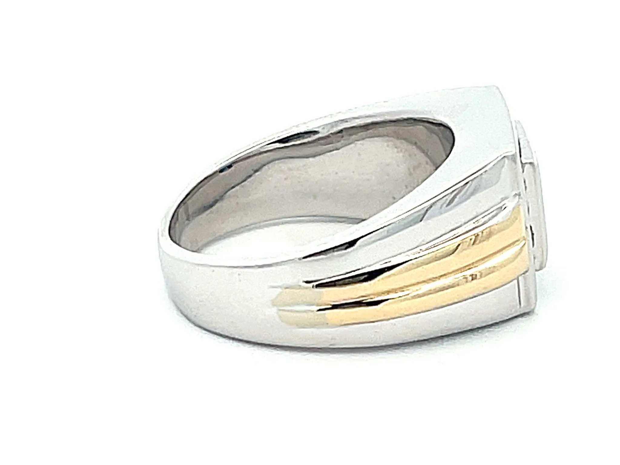 Mens Princess Cut 4 Sapphire Center and Diamond Halo Ring in 14k Gold