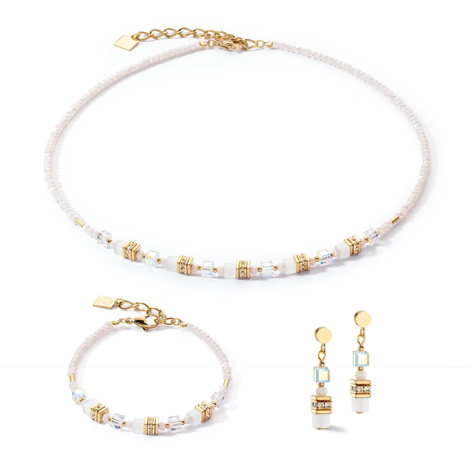 Mini Cubes bracelet gold white