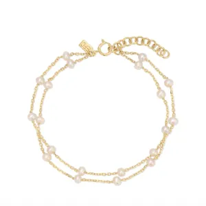 Multi Pearl Double Chain Bracelet