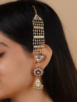 Multicolor Gold Plated Jadau Kundan Earrings - ME1189