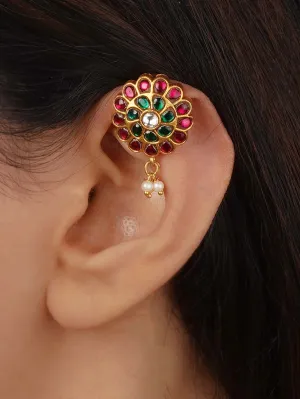 Multicolor Gold Plated Jadau Kundan Earrings - ME1340M