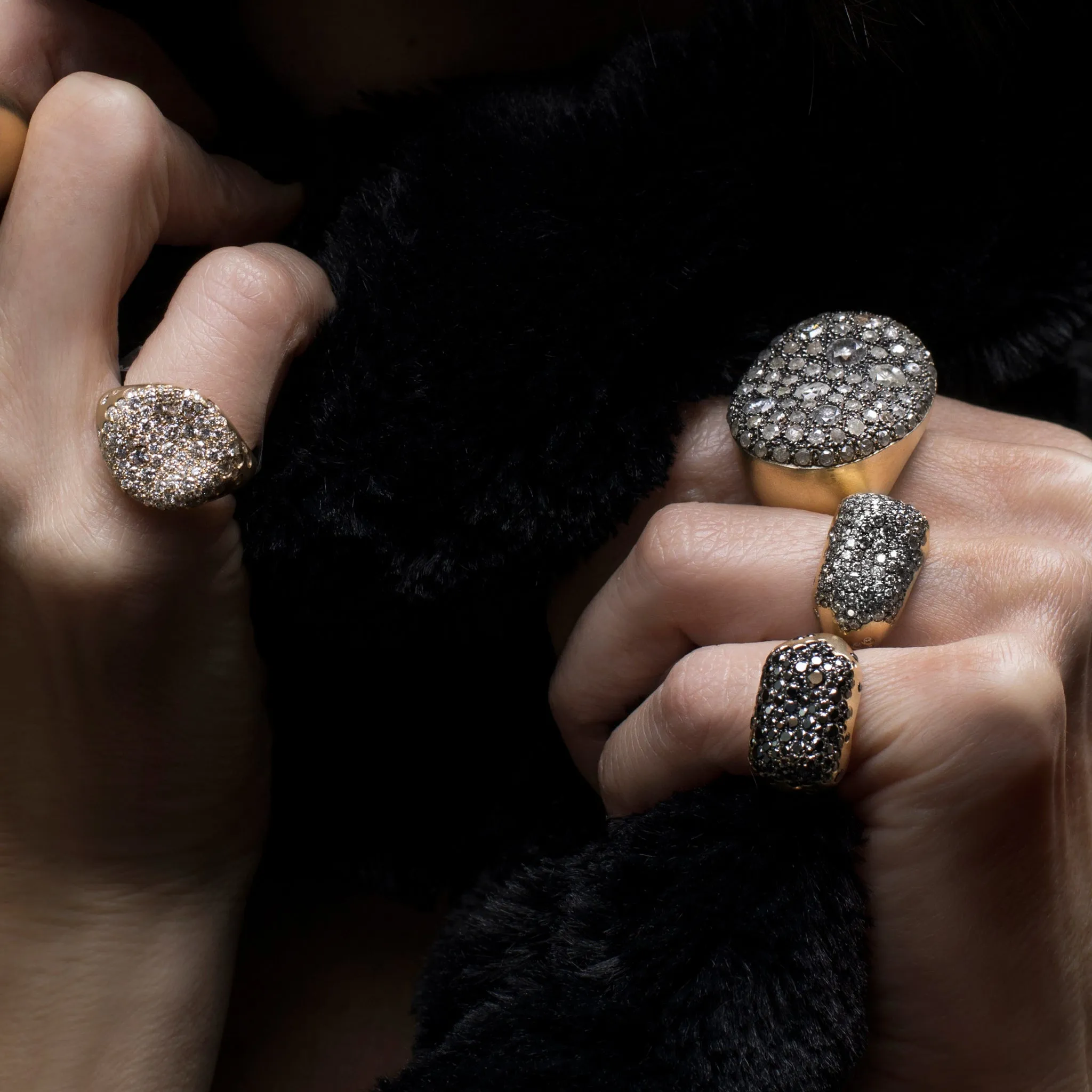 Nada Ghazal Champagne Diamond Gold Rectangle Baby Malak Ring