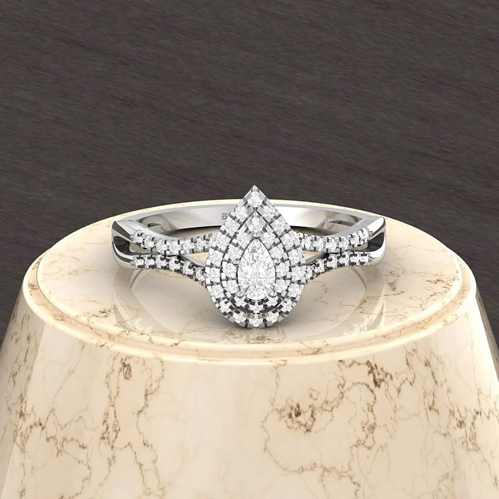 Natalie Pear Natural Diamond Engagement Ring