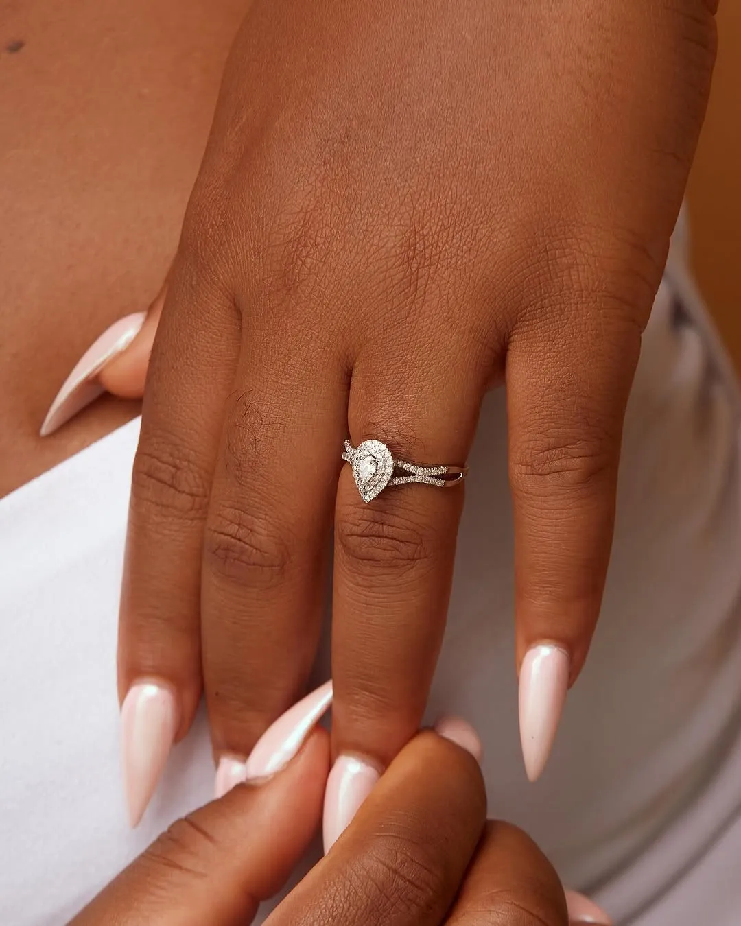 Natalie Pear Natural Diamond Engagement Ring