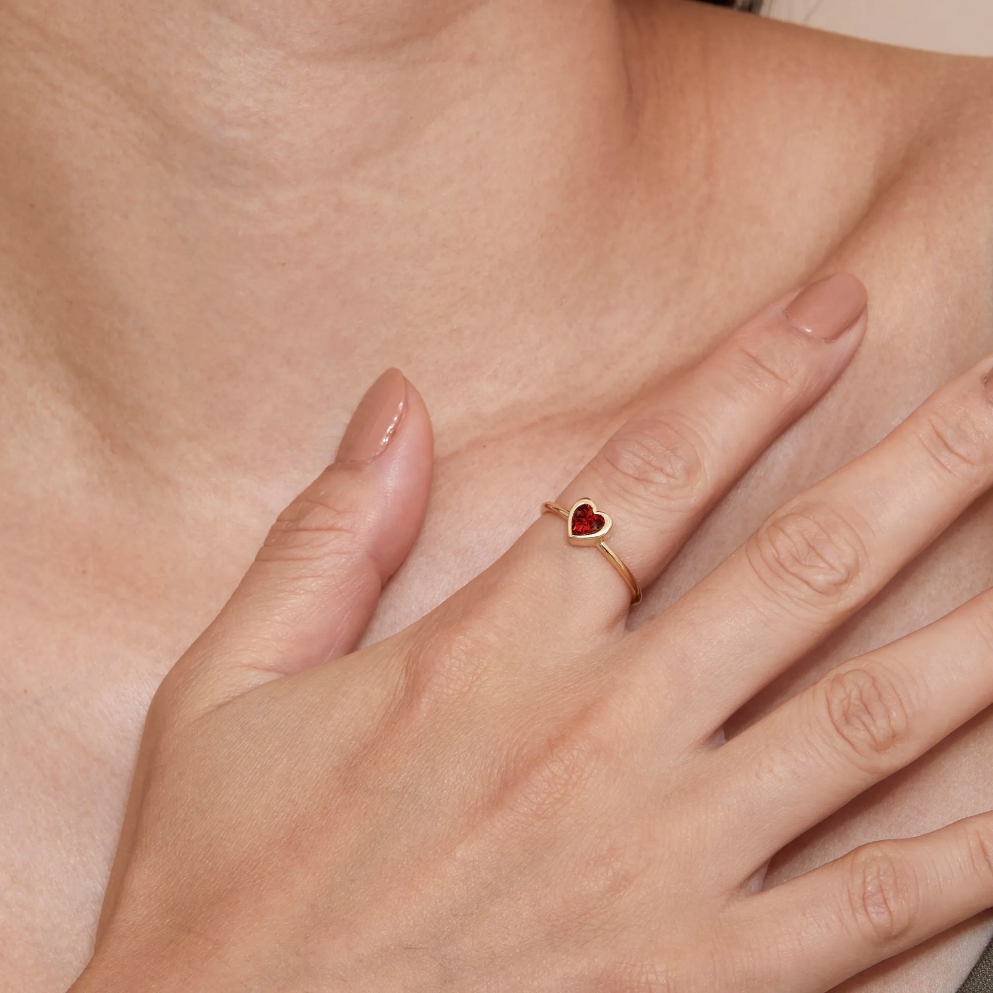 Natural Garnet Heart Ring, Ashly