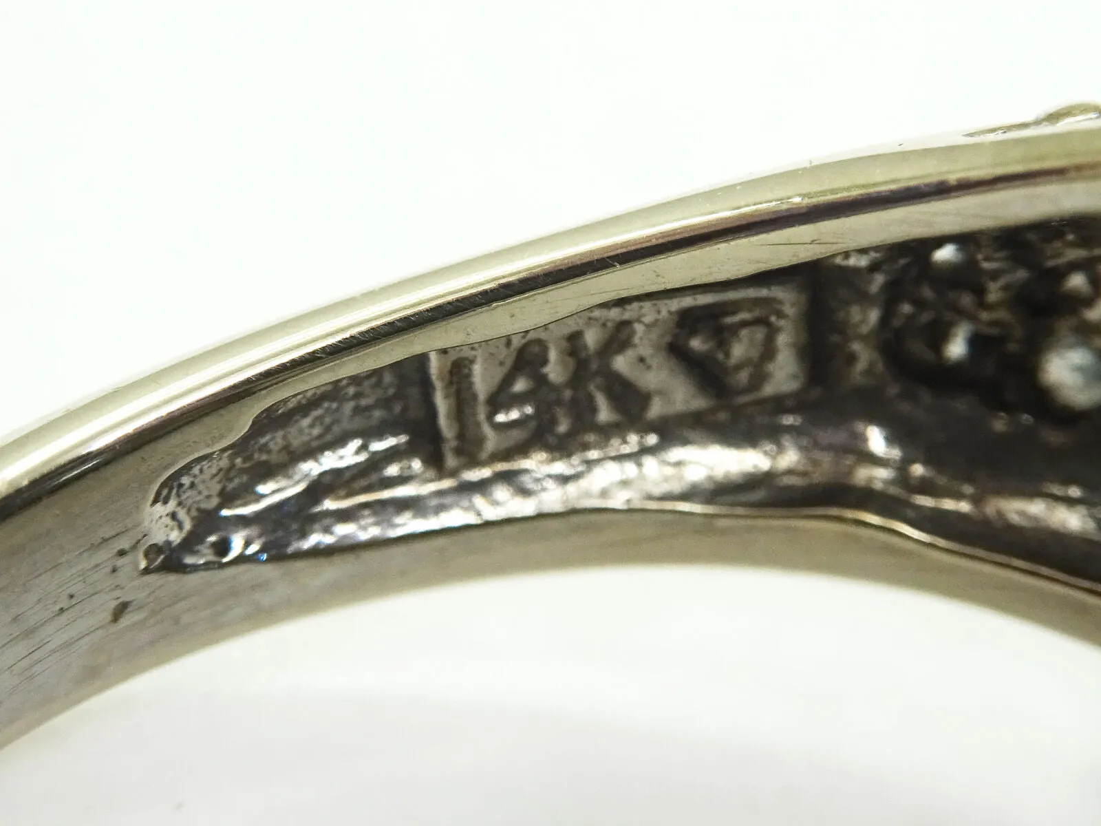 Natural Heated Sapphire & Earth Mined Diamond Pave Ring 14k White Gold Size 7