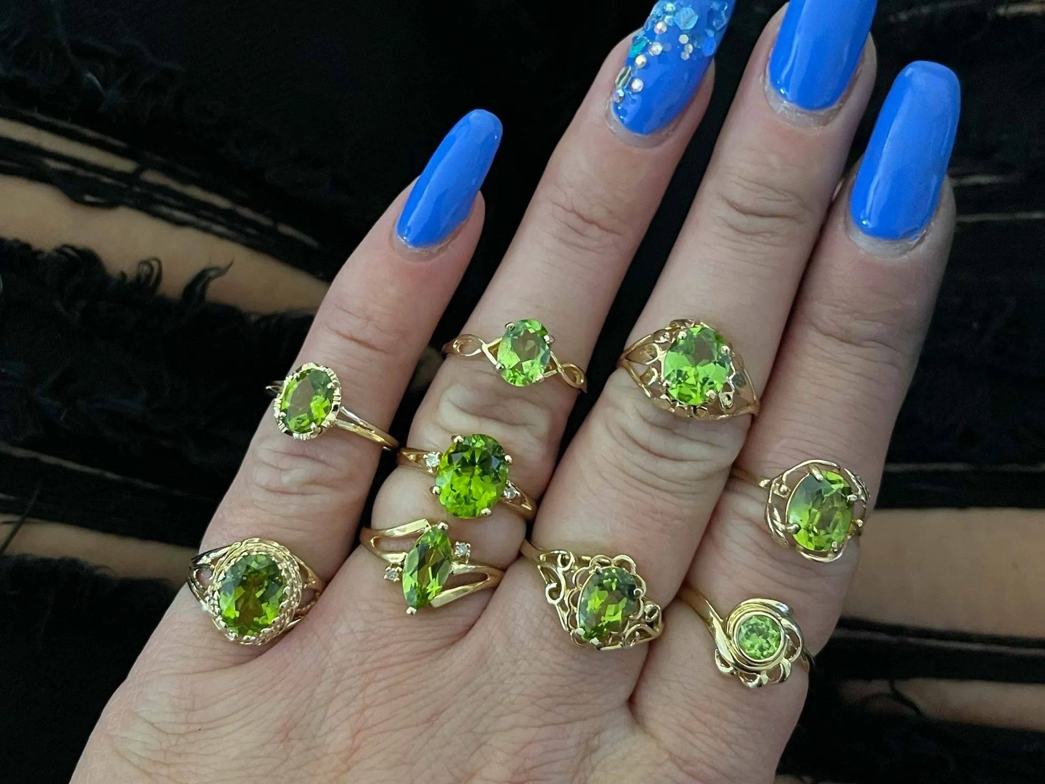 Oval Peridot and Leaf Ring in 14k Yellow Gold