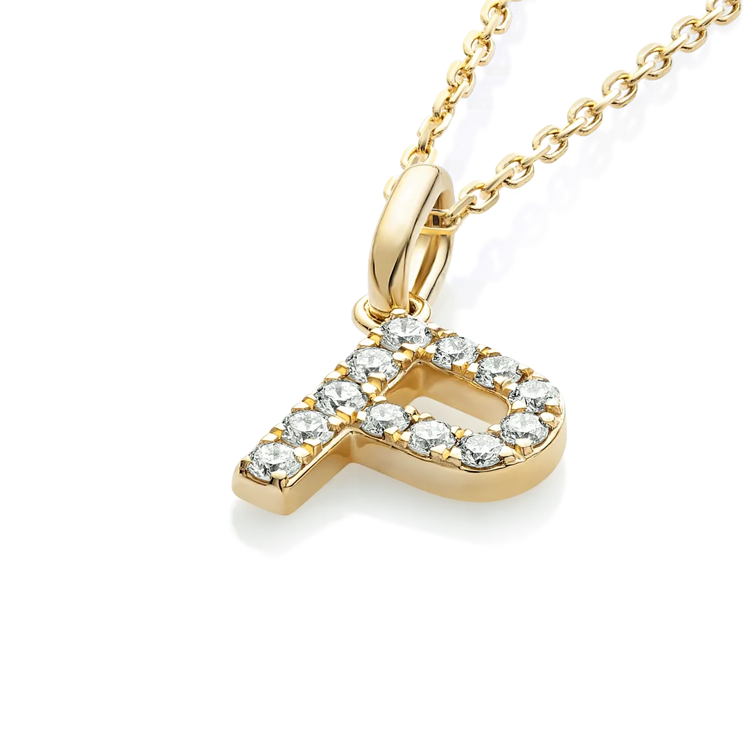 P Letter Pendant Yellow Gold