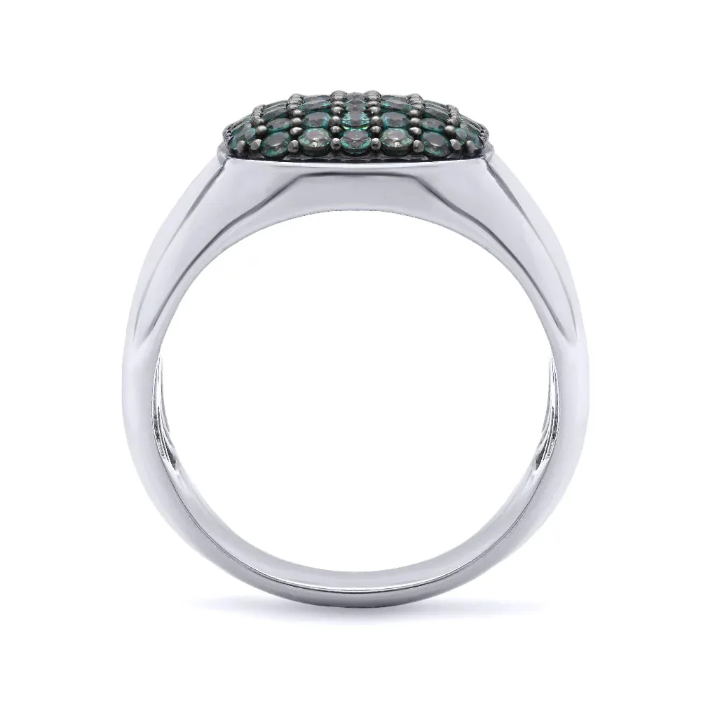 Pav?? Cluster Alexandrite Signet Ring