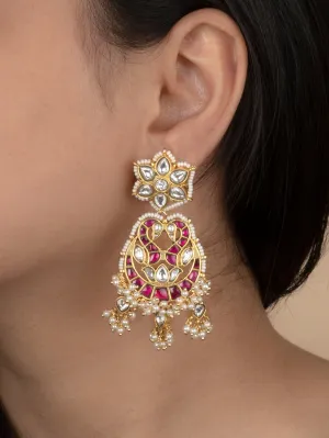 Pink Color Gold Plated Mishr Earrings - MR-E176WP