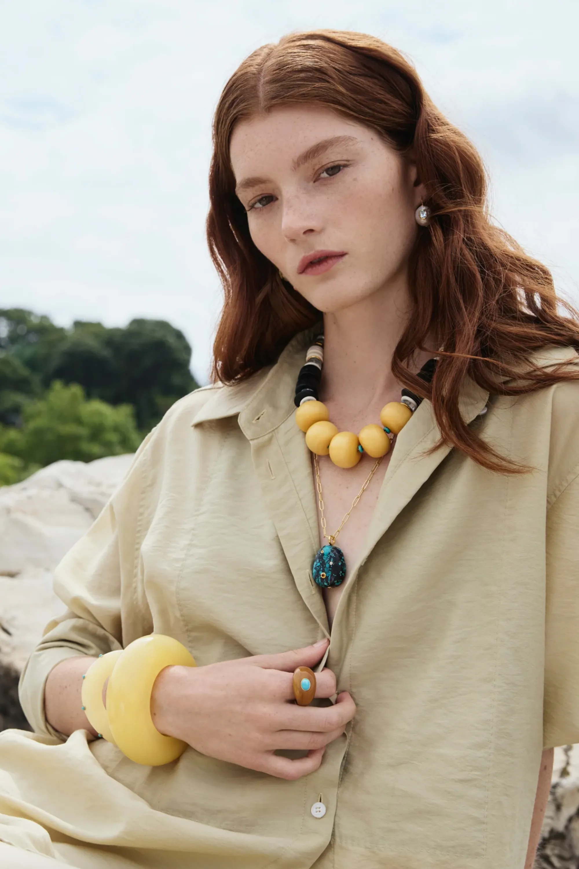Pomelo Bead Necklace, Multi