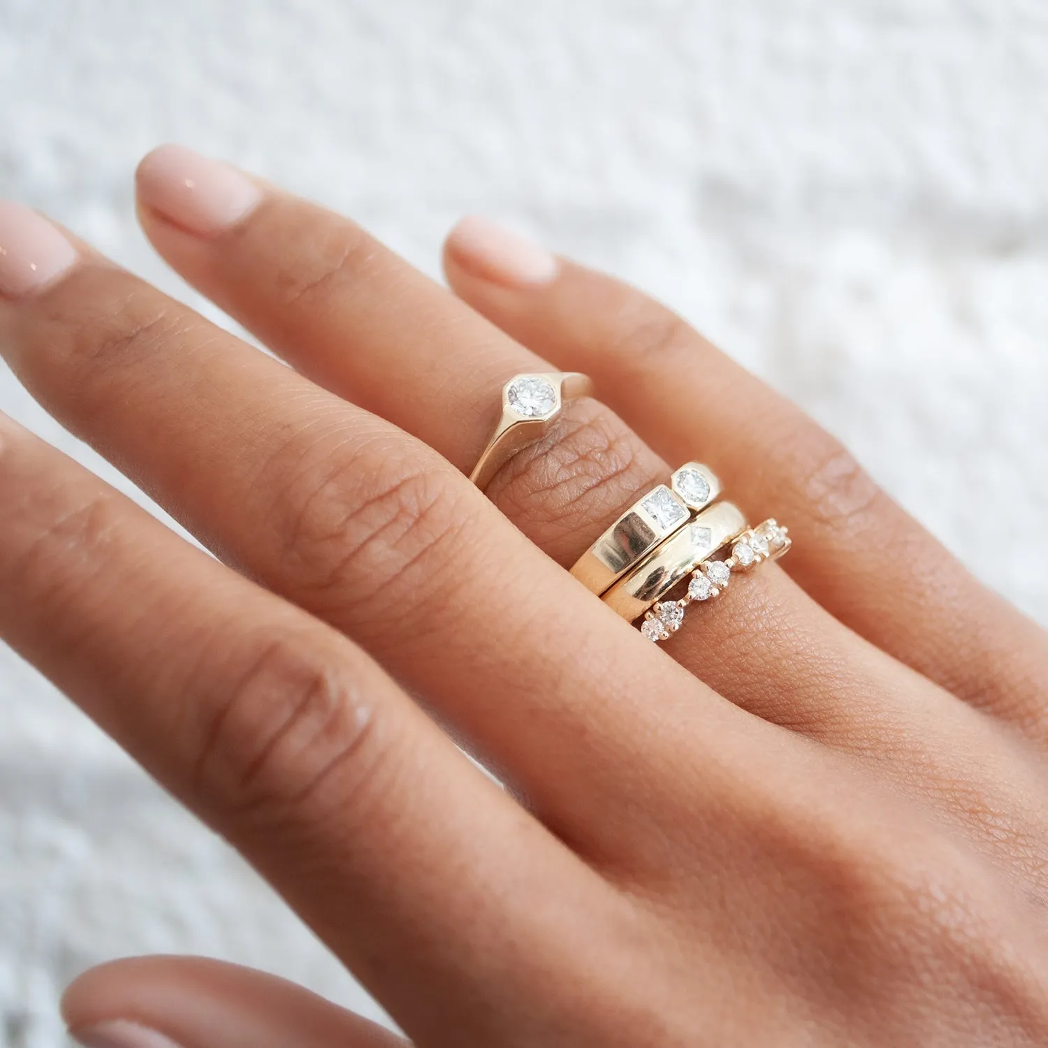Princess Cut Diamond Dyad Signet Ring