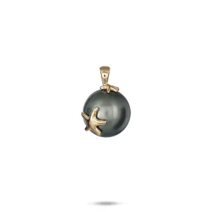 Reefs Starfish Tahitian Black Pearl Pendant in Gold - 12-13mm