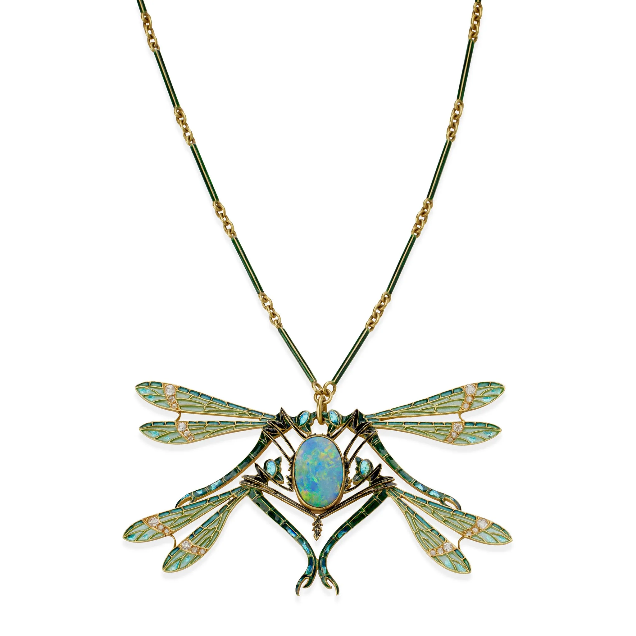 Ren?? Lalique "Four Dragonflies" Pendant Necklace