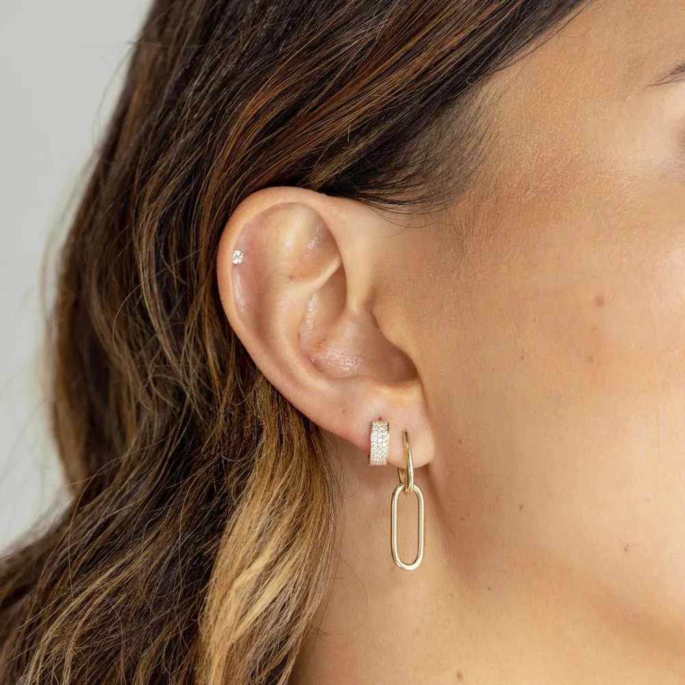 Round Brilliant hoop earrings with diamond simulants in 10 carat yellow gold