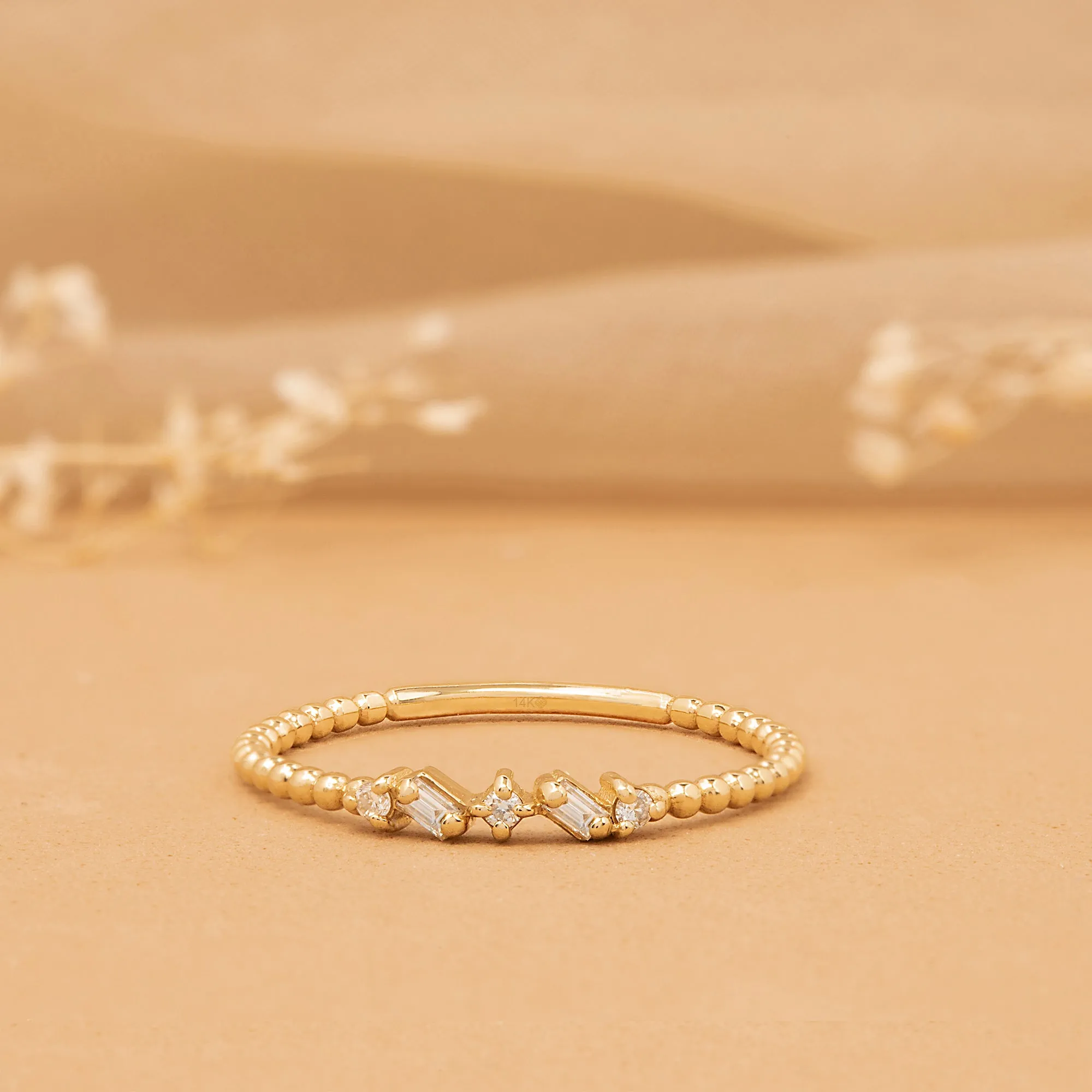 Sideways Diamond Beaded Ring, Avery