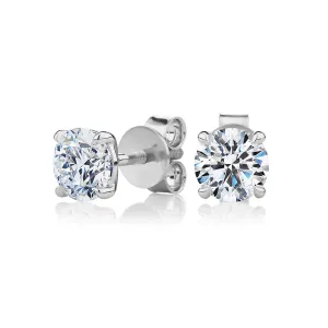 Signature Simulant Diamond 2.00 carat* TW round brilliant stud earrings in 14 carat white gold