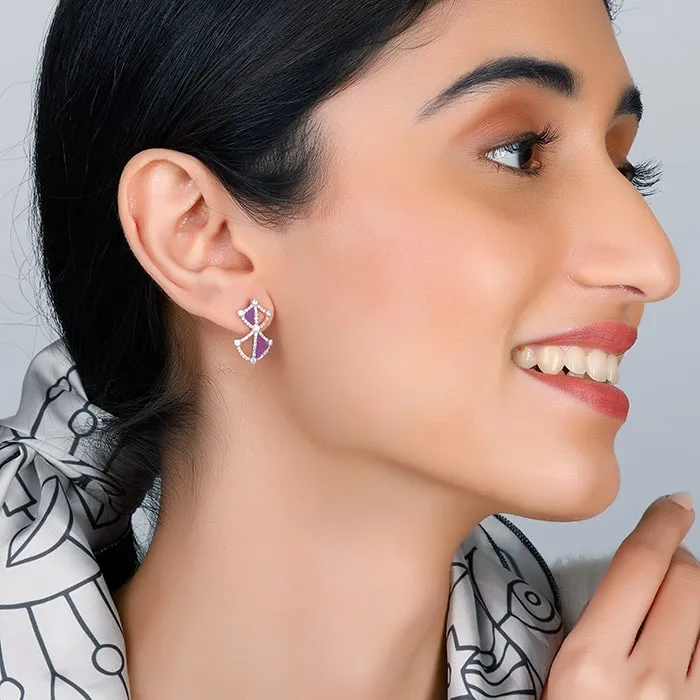 Silver Art Deco Stud Earrings