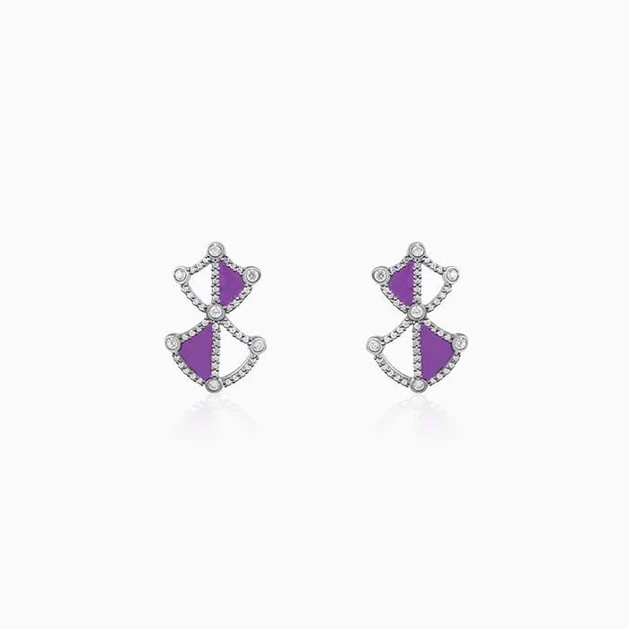 Silver Art Deco Stud Earrings