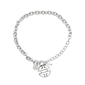 Silver Shou & White Sapphire Toggle Bracelet