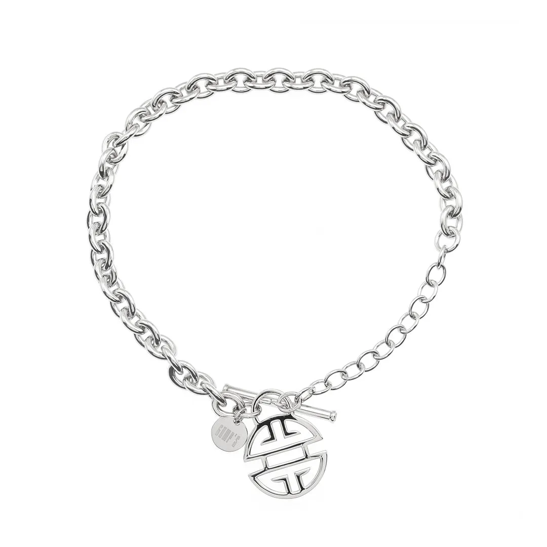 Silver Shou & White Sapphire Toggle Bracelet