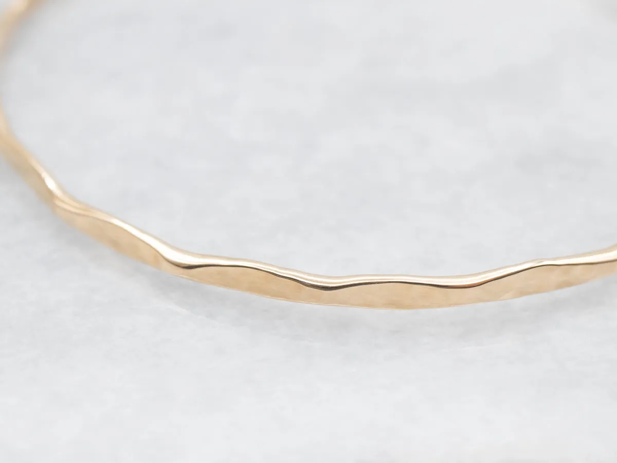Simple Gold Hammered Bangle Bracelet