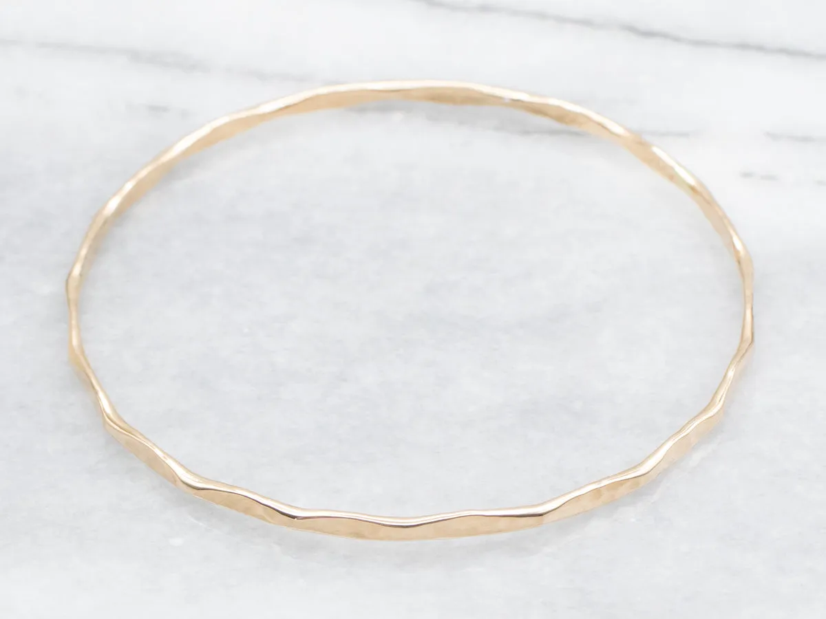 Simple Gold Hammered Bangle Bracelet